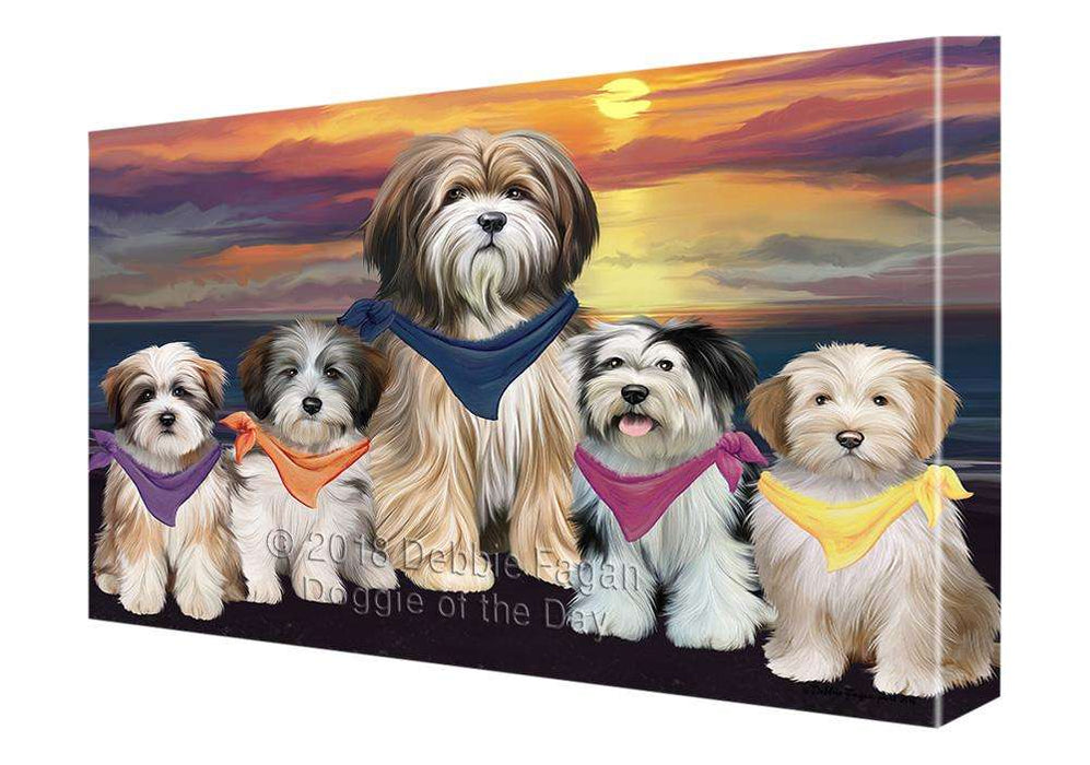 Family Sunset Portrait Tibetan Terriers Dog Canvas Print Wall Art Décor CVS68776