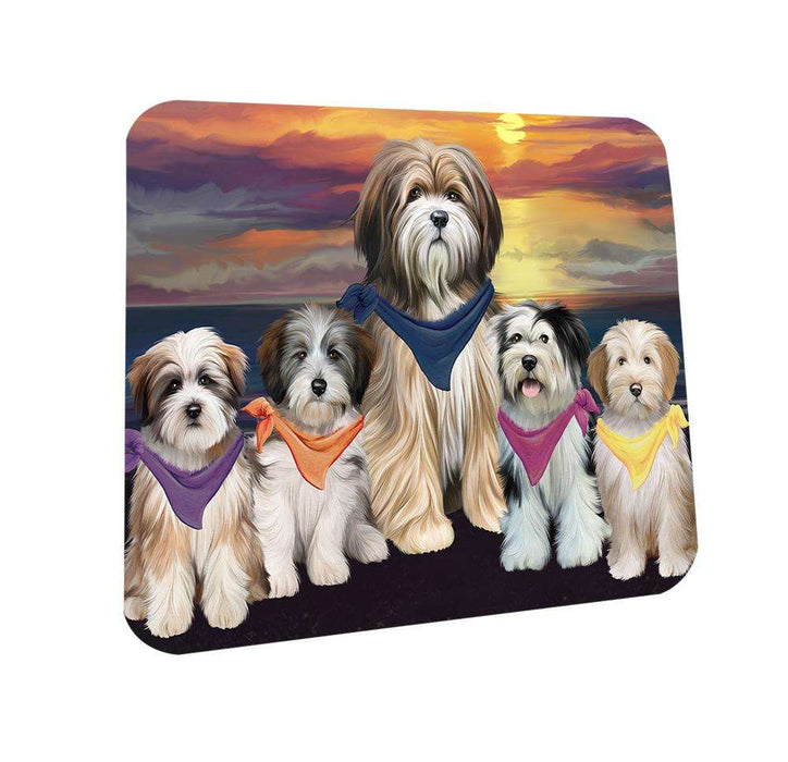 Family Sunset Portrait Tibetan Terriers Dog Coasters Set of 4 CST50237