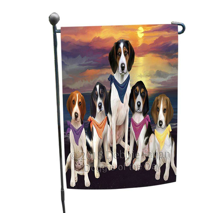 Family Sunset Portrait Treeing Walker Coonhounds Dog Garden Flag GFLG50166