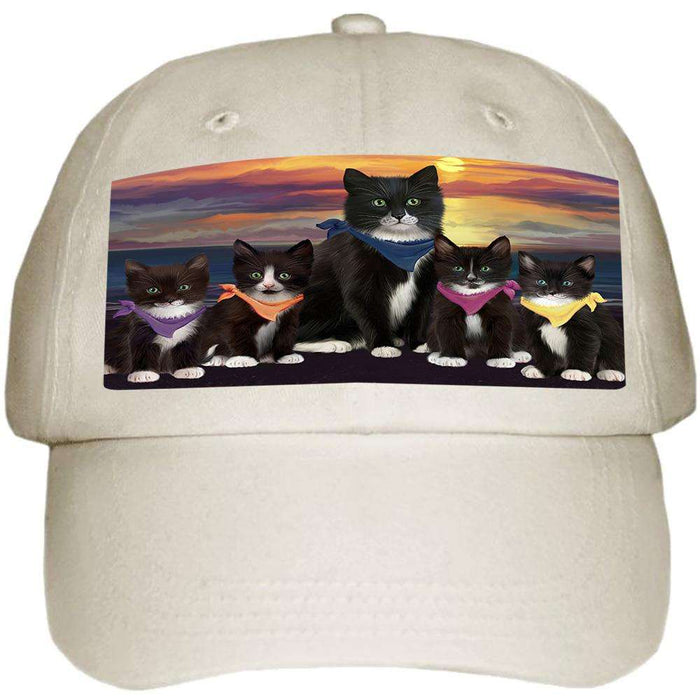 Family Sunset Portrait Tuxedo Cats Ball Hat Cap HAT61215
