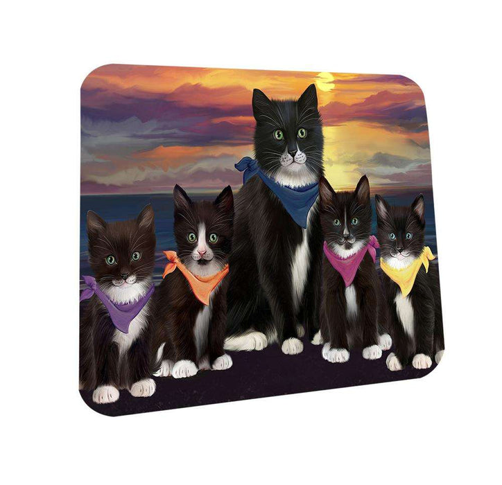 Family Sunset Portrait Tuxedo Cats Coasters Set of 4 CST52453