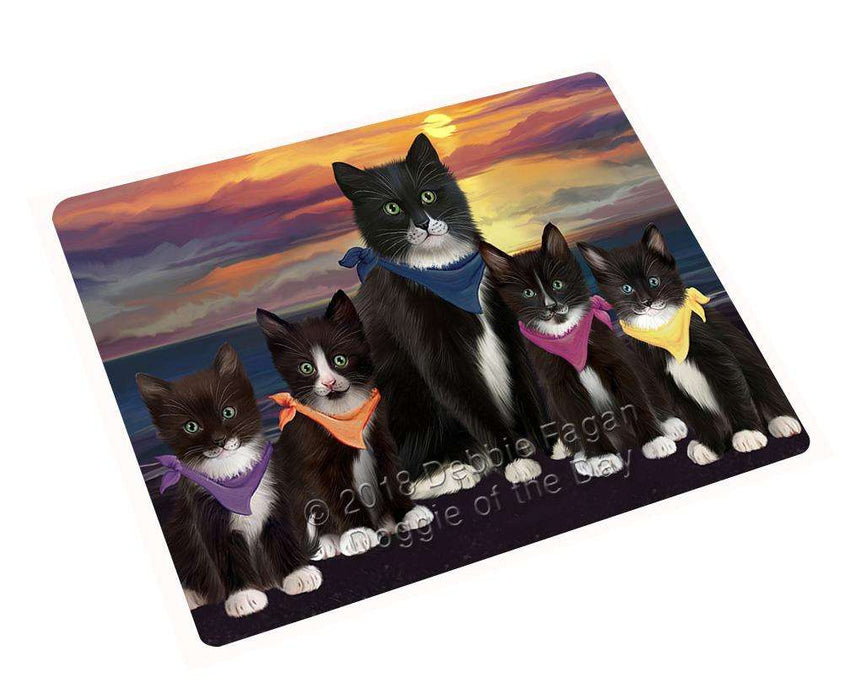 Family Sunset Portrait Tuxedo Cats Cutting Board C61575