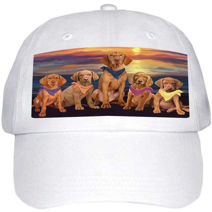 Family Sunset Portrait Vizslas Dog Ball Hat Cap HAT54591