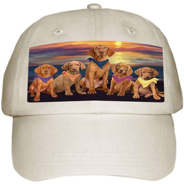 Family Sunset Portrait Vizslas Dog Ball Hat Cap HAT54591