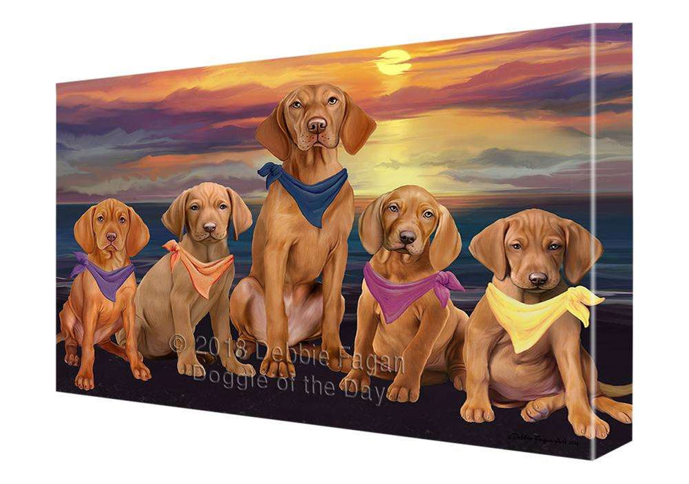 Family Sunset Portrait Vizslas Dog Canvas Print Wall Art Décor CVS68794