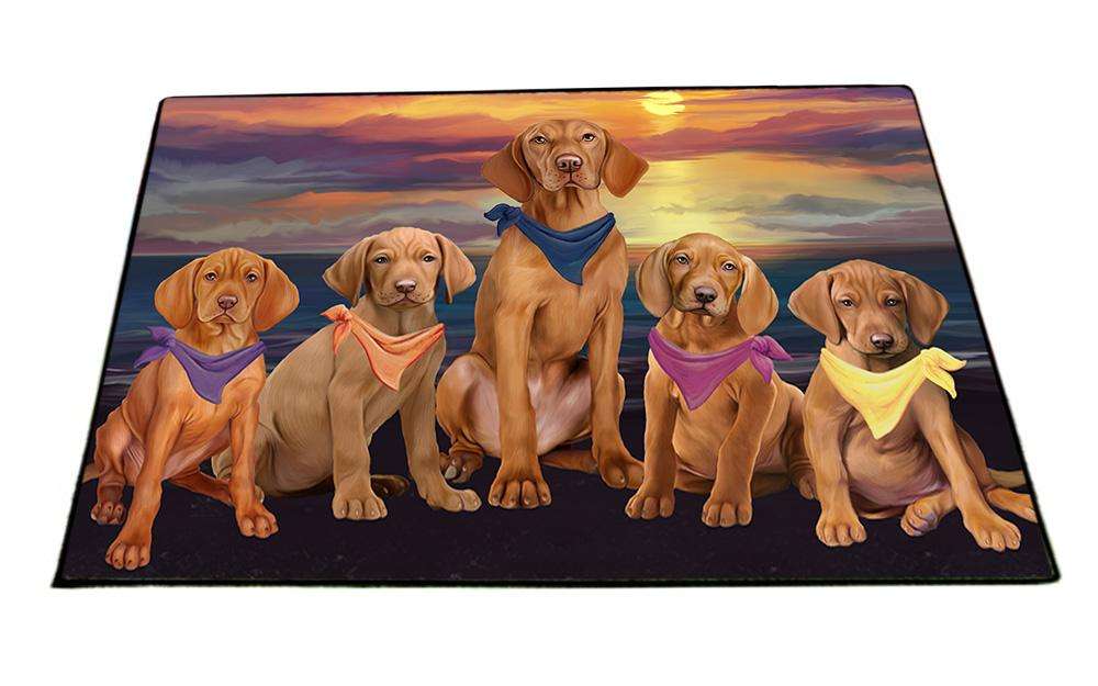 Family Sunset Portrait Vizslas Dog Floormat FLMS50580