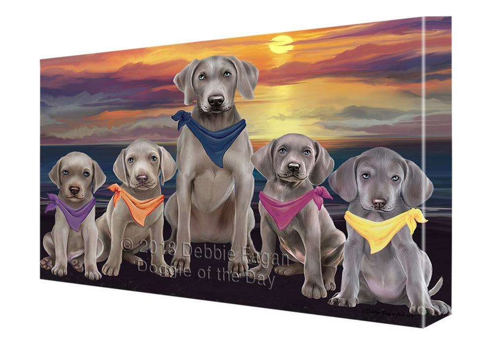 Family Sunset Portrait Weimaraners Dog Canvas Print Wall Art Décor CVS68803
