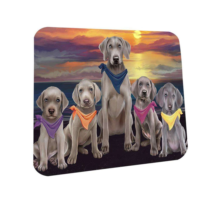 Family Sunset Portrait Weimaraners Dog Coasters Set of 4 CST50240