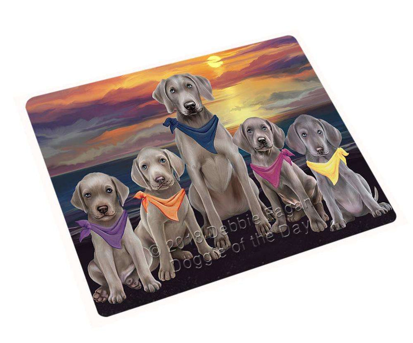 Family Sunset Portrait Weimaraners Dog Cutting Board C54885