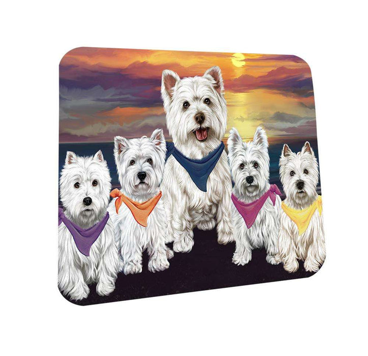 Family Sunset Portrait West Highland White Terriers Dog Coasters Set of 4 CST50241