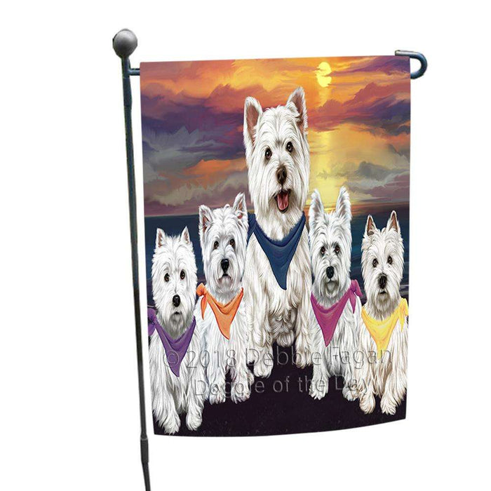 Family Sunset Portrait West Highland White Terriers Dog Garden Flag GFLG50169
