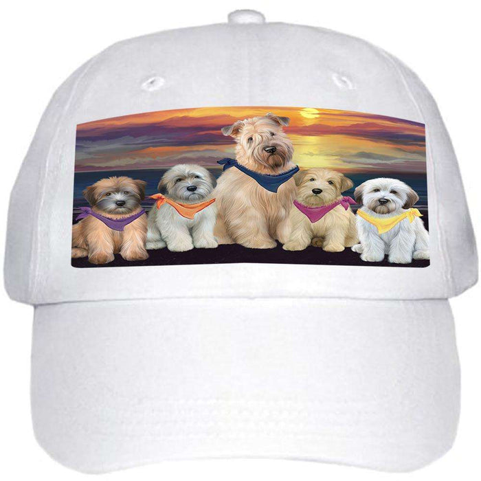 Family Sunset Portrait Wheaten Terriers Dog Ball Hat Cap HAT61218