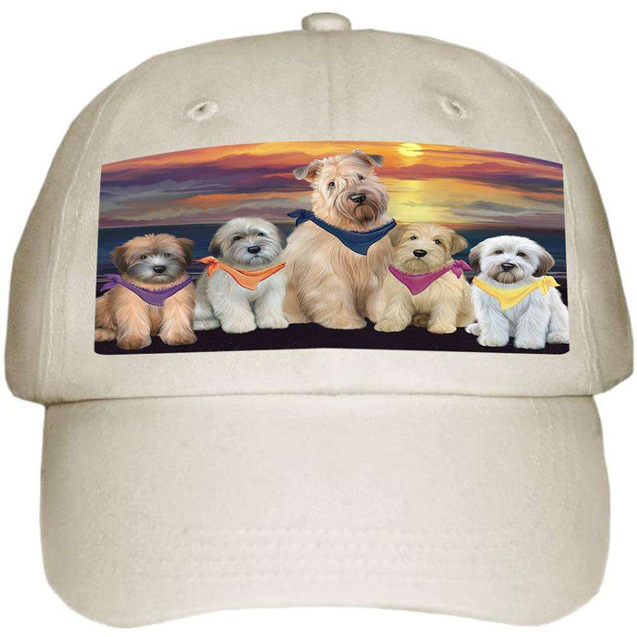 Family Sunset Portrait Wheaten Terriers Dog Ball Hat Cap HAT61218