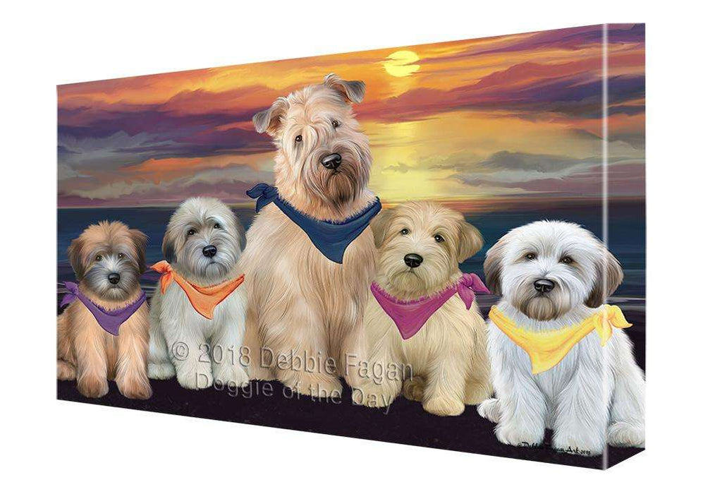 Family Sunset Portrait Wheaten Terriers Dog Canvas Print Wall Art Décor CVS89252