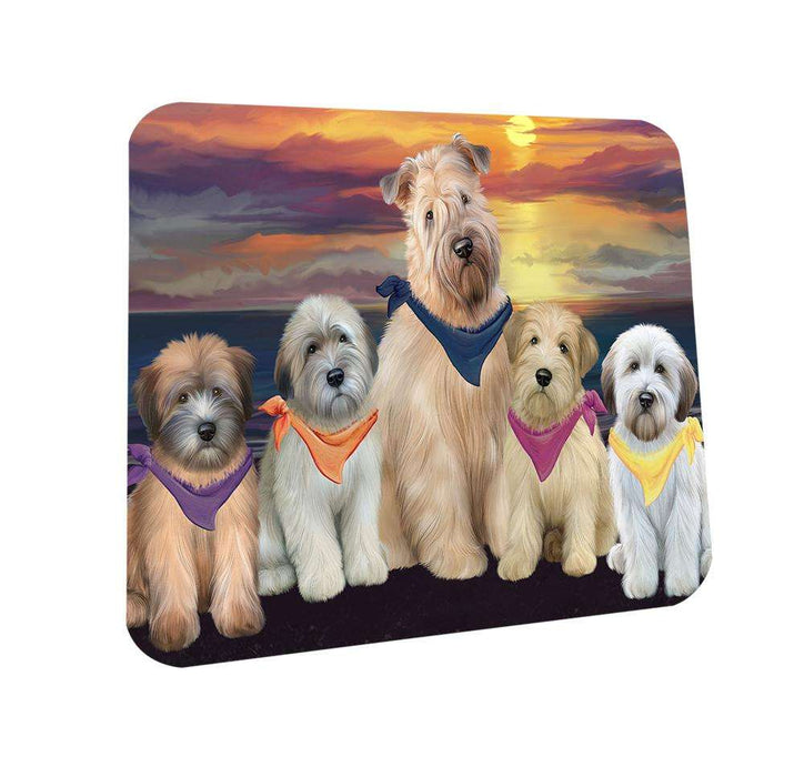 Family Sunset Portrait Wheaten Terriers Dog Coasters Set of 4 CST52454