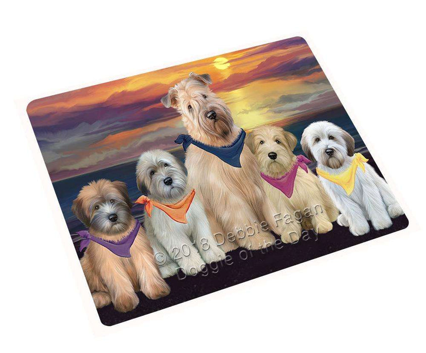 Family Sunset Portrait Wheaten Terriers Dog Cutting Board C61578