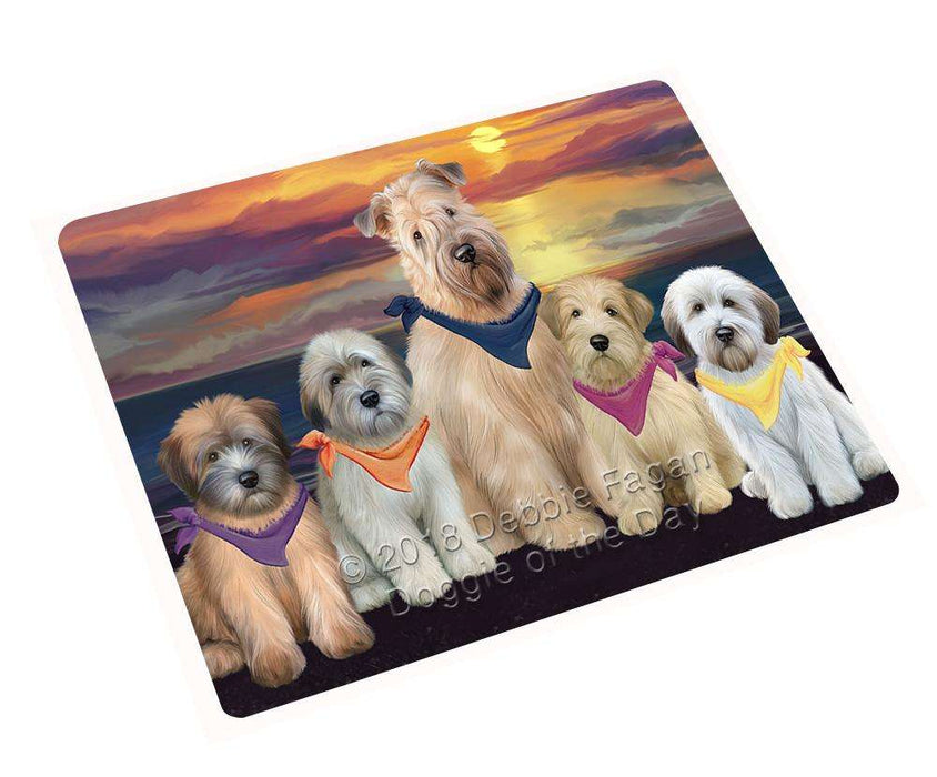 Family Sunset Portrait Wheaten Terriers Dog Magnet Mini (3.5" x 2") MAG61578