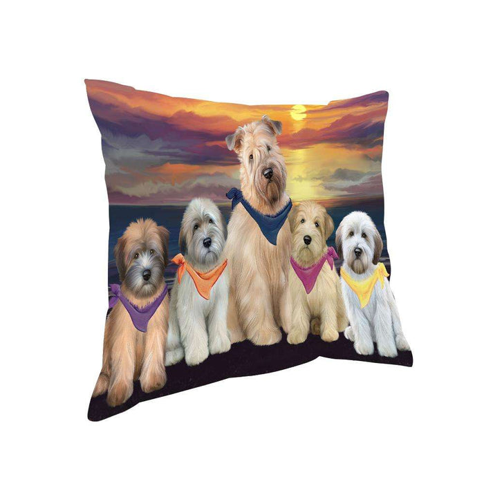 Family Sunset Portrait Wheaten Terriers Dog Pillow PIL66136