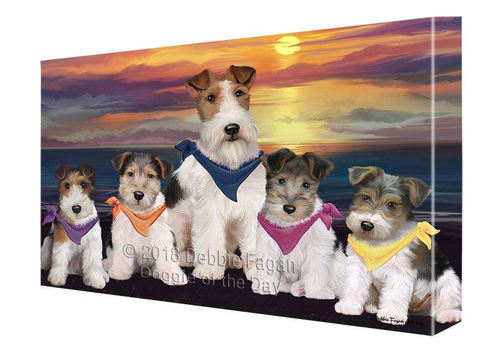 Family Sunset Portrait Wire Fox Terriers Dog Canvas Print Wall Art Décor CVS89261