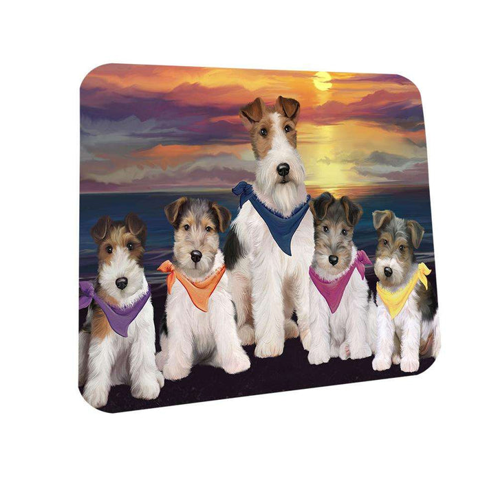 Family Sunset Portrait Wire Fox Terriers Dog Coasters Set of 4 CST52455