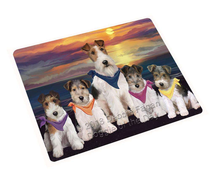 Family Sunset Portrait Wire Fox Terriers Dog Large Refrigerator / Dishwasher Magnet RMAG75162