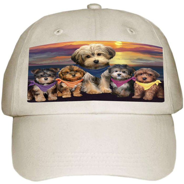 Family Sunset Portrait Yorkipoos Dog Ball Hat Cap HAT54600