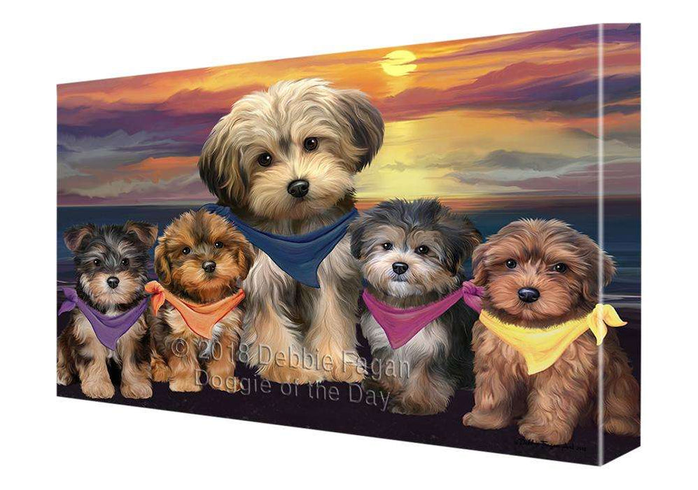 Family Sunset Portrait Yorkipoos Dog Canvas Print Wall Art Décor CVS68821