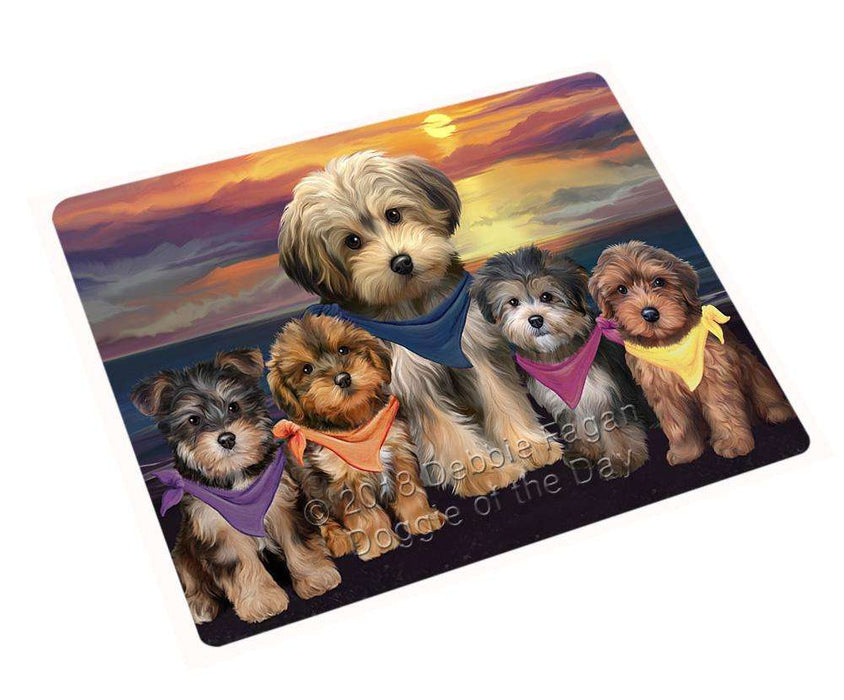 Family Sunset Portrait Yorkipoos Dog Cutting Board C54891