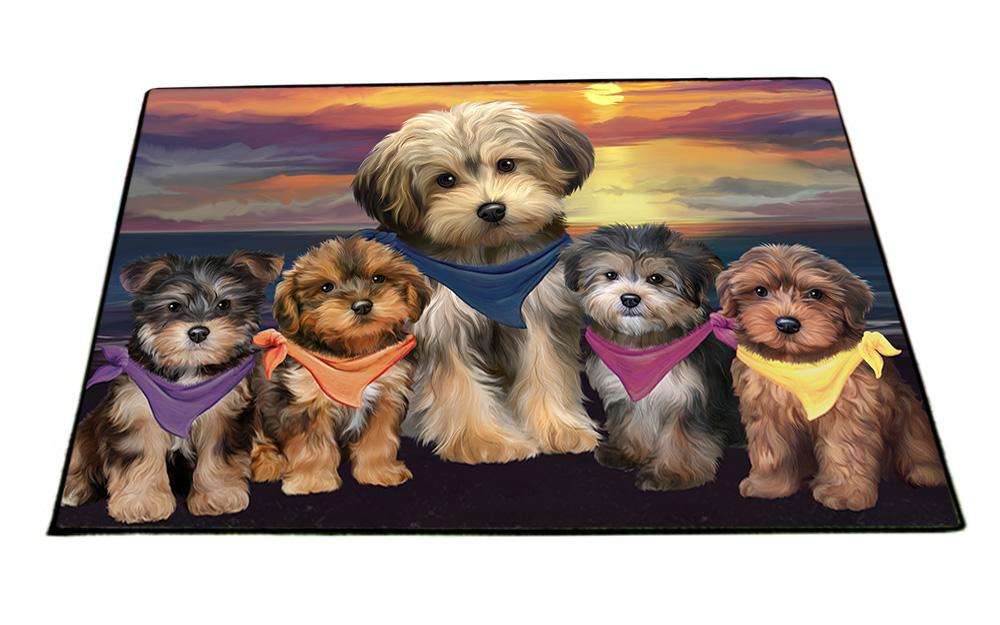 Family Sunset Portrait Yorkipoos Dog Floormat FLMS50589
