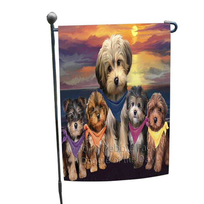 Family Sunset Portrait Yorkipoos Dog Garden Flag GFLG50170