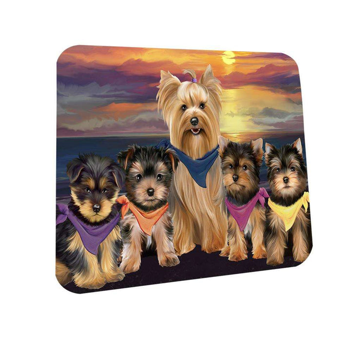 Family Sunset Portrait Yorkshire Terriers Dog Coasters Set of 4 CST50243