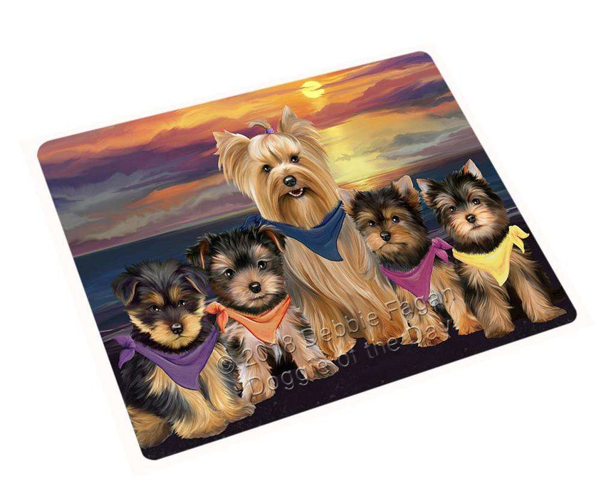 Family Sunset Portrait Yorkshire Terriers Dog Cutting Board C54894