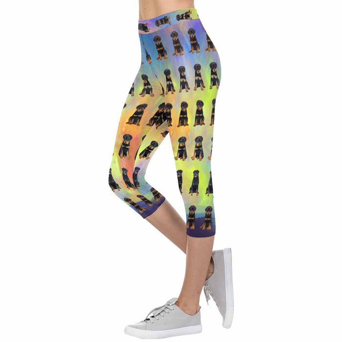 Rottweiler Dogs  All-Over Low Rise Capri Leggings (Model L08)