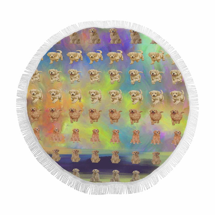 Golden Retriever Dog  Round Beach Mat 59’’