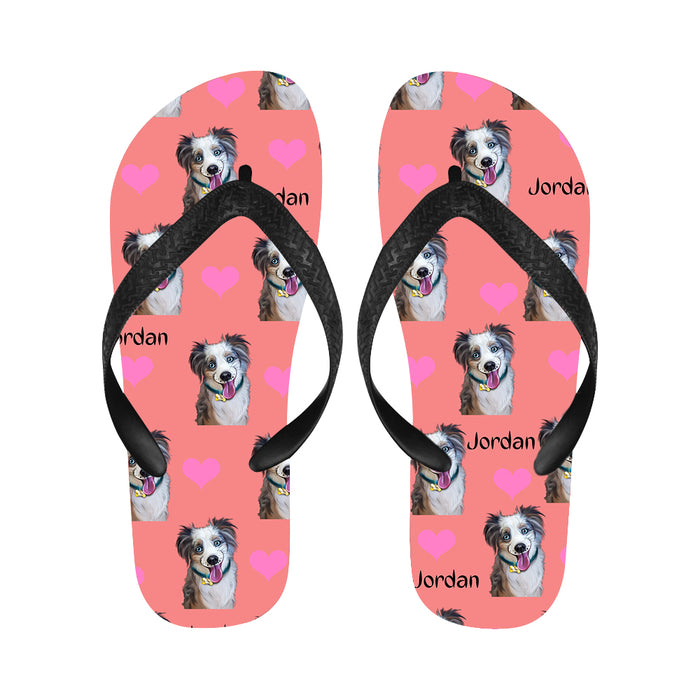 Custom Add Your Photo Here PET Dog Cat Photos on Flip Flops for Men/Women