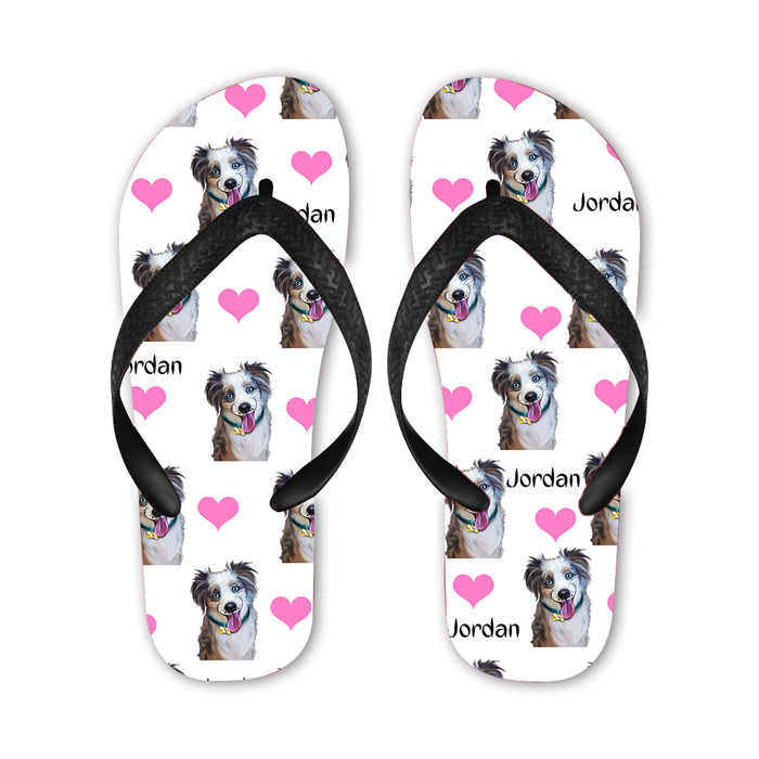 Custom Add Your Photo Here PET Dog Cat Photos on Flip Flops for Men/Women