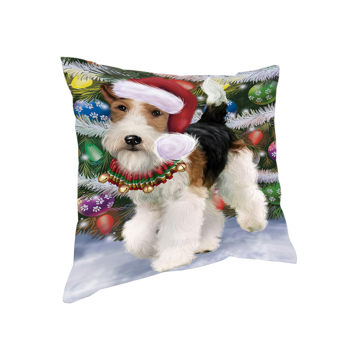 Trotting in the Snow Fox Terrier Dog Pillow with Top Quality High-Resolution Images - Ultra Soft Pet Pillows for Sleeping - Reversible & Comfort - Ideal Gift for Dog Lover - Cushion for Sofa Couch Bed - 100% Polyester, PILA91042