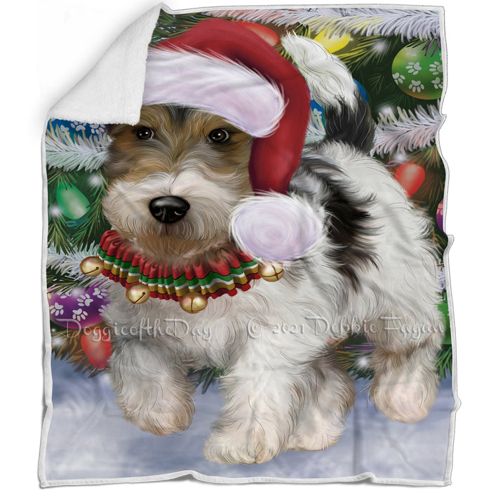 Trotting in the Snow Wire Fox Terrier Dog Blanket BLNKT142793