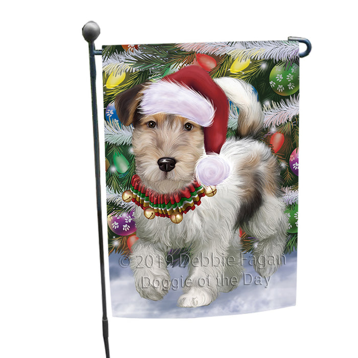 Trotting in the Snow Fox Terrier Dog Garden Flag GFLG66086