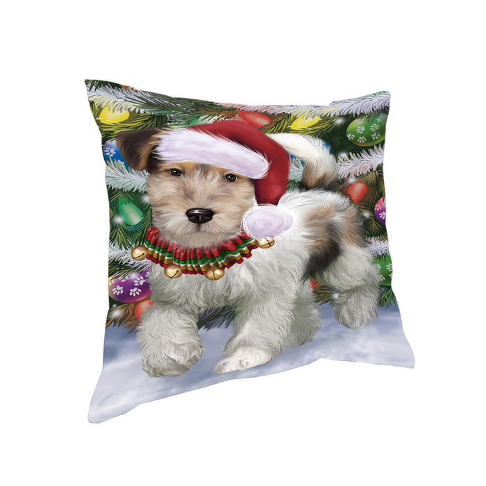 Trotting in the Snow Fox Terrier Dog Pillow with Top Quality High-Resolution Images - Ultra Soft Pet Pillows for Sleeping - Reversible & Comfort - Ideal Gift for Dog Lover - Cushion for Sofa Couch Bed - 100% Polyester, PILA91048