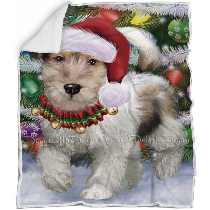 Trotting in the Snow Wire Fox Terrier Dog Blanket BLNKT142794