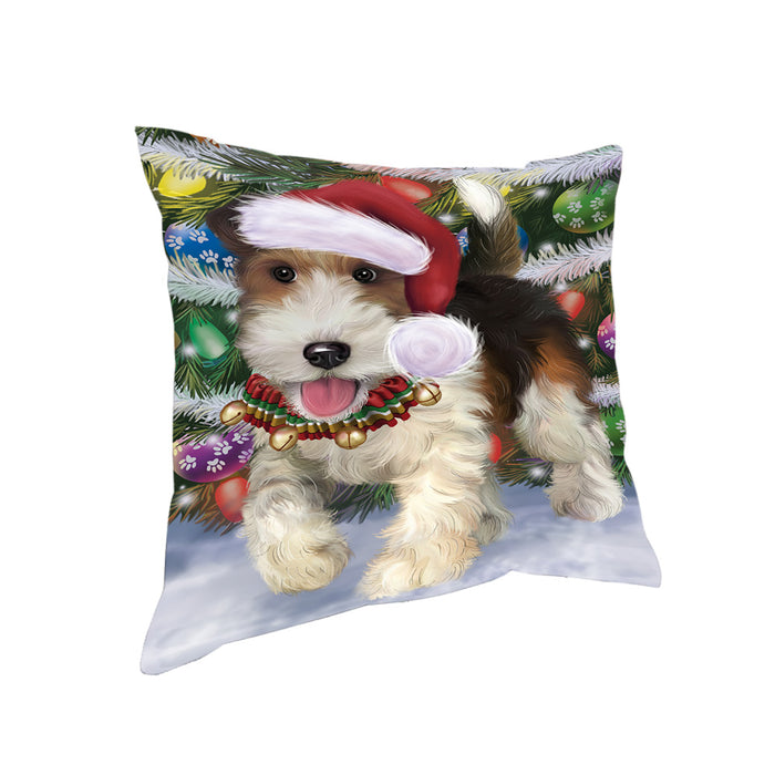 Trotting in the Snow Fox Terrier Dog Pillow with Top Quality High-Resolution Images - Ultra Soft Pet Pillows for Sleeping - Reversible & Comfort - Ideal Gift for Dog Lover - Cushion for Sofa Couch Bed - 100% Polyester, PILA91051