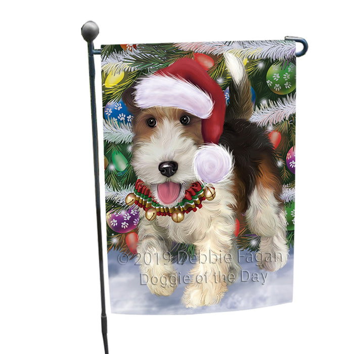 Trotting in the Snow Fox Terrier Dog Garden Flag GFLG66087