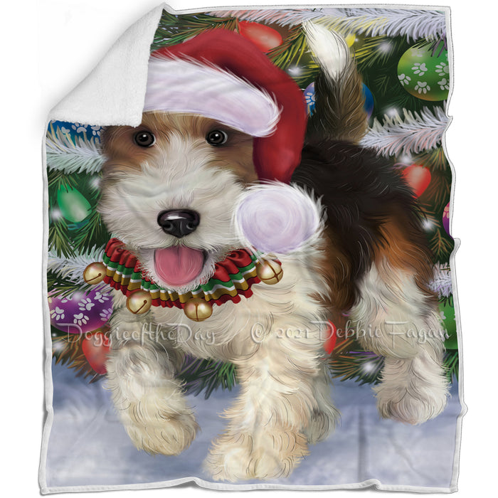Trotting in the Snow Wire Fox Terrier Dog Blanket BLNKT142795