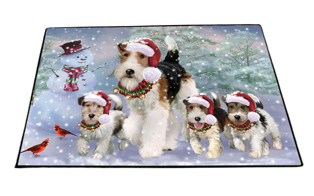 Christmas Running Family Fox Terrier Dogs Floormat FLMS54338