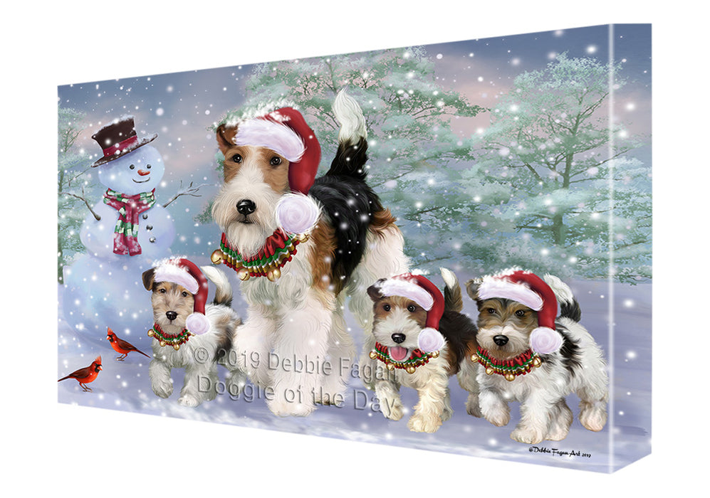 Christmas Running Family Fox Terrier Dogs Canvas Print Wall Art Décor CVS141371