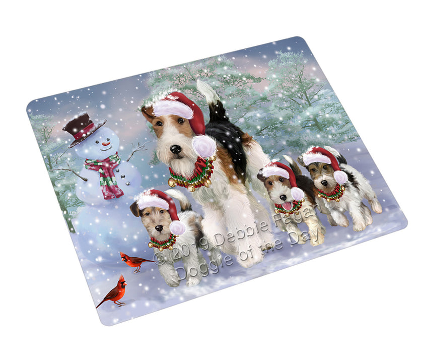 Christmas Running Family Fox Terrier Dogs Cutting Board - For Kitchen - Scratch & Stain Resistant - Designed To Stay In Place - Easy To Clean By Hand - Perfect for Chopping Meats, Vegetables