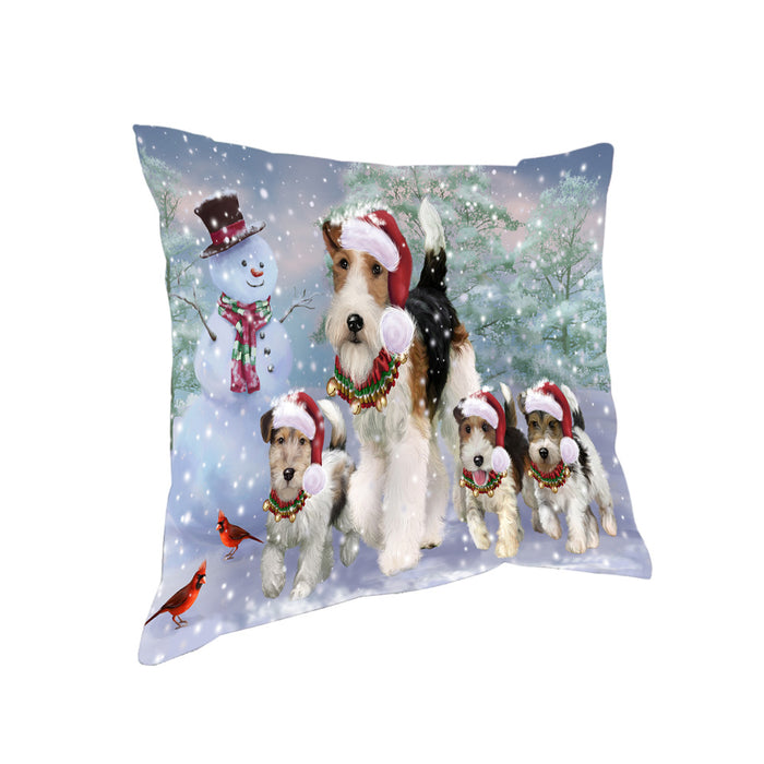 Christmas Running Family Fox Terrier Dogs Pillow with Top Quality High-Resolution Images - Ultra Soft Pet Pillows for Sleeping - Reversible & Comfort - Ideal Gift for Dog Lover - Cushion for Sofa Couch Bed - 100% Polyester