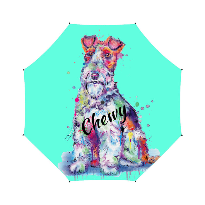 Custom Pet Name Personalized Watercolor Fox Terrier DogSemi-Automatic Foldable Umbrella