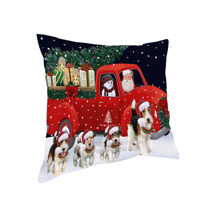 Christmas Express Delivery Red Truck Running Fox Terrier Dogs Pillow PIL86080